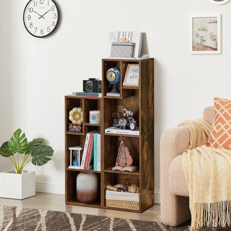 VECELO 3-Tier Bookcase and 4-Tier Bookcase set, Modern & Contemporary Wooden Bookshelf sets(set of 2)