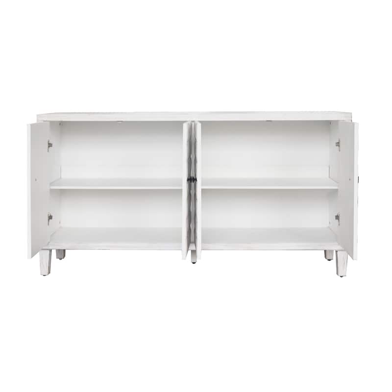 Wooden Accent Storage Cabinet White Washed Buffet Sideboard Side Cabinet