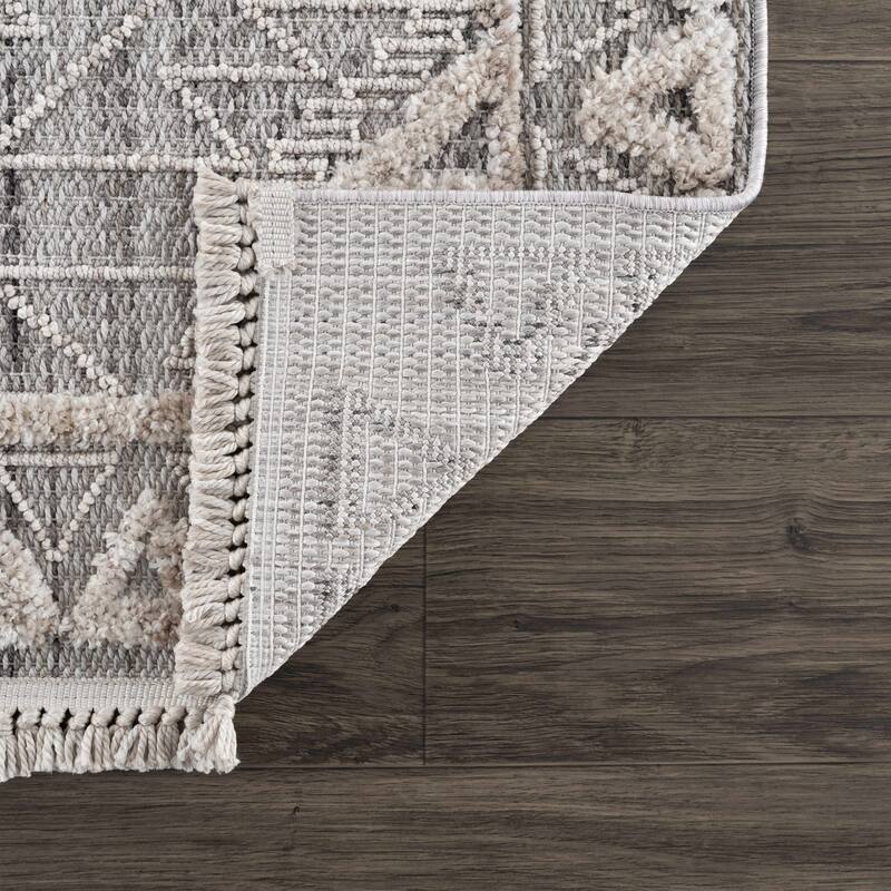 Hauteloom Agoo Hallway, Kitchen Runner Rug - Charcoal, Cream, Peach - 2'7" x 7'3"