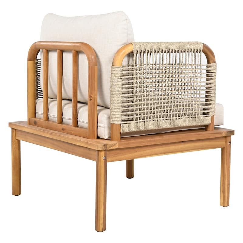 Christopher Knight Home - Emerson Outdoor 5-piece Acacia Wood and Rope Patio Sofa Set
