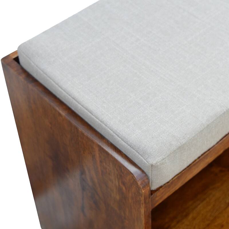 Artisan furniture soild wood and fabric Mud Linen Pull out Shoe Bench
