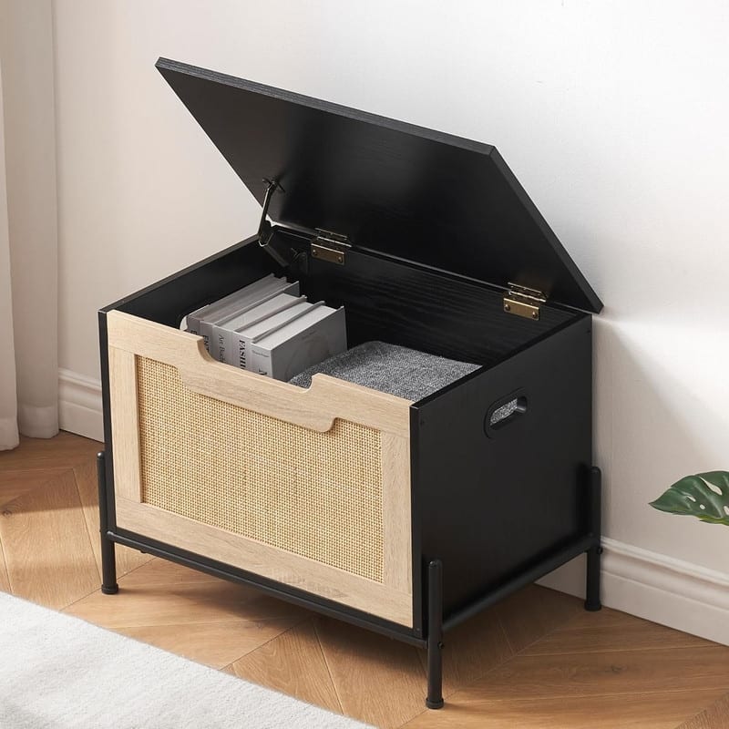 Storage Bench Rattan Storage Chest,for Entryway, Living Room，Bedroom - 23.6"L x 15.7"W x 18.1"H