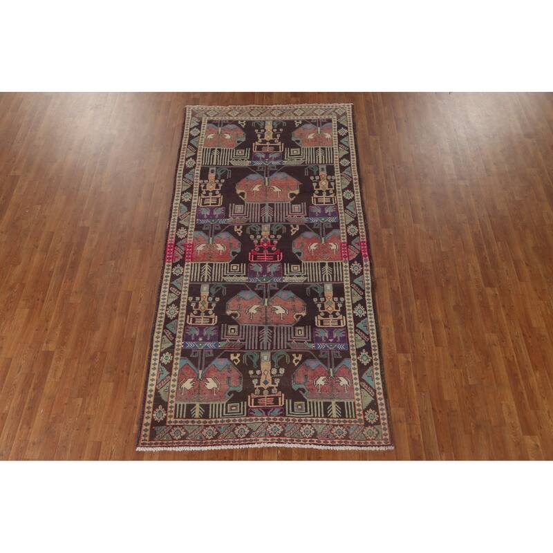Over-Dyed Ardebil Persian Vintage Area Rug Handmade Wool Carpet - 4'10" x 9'7"