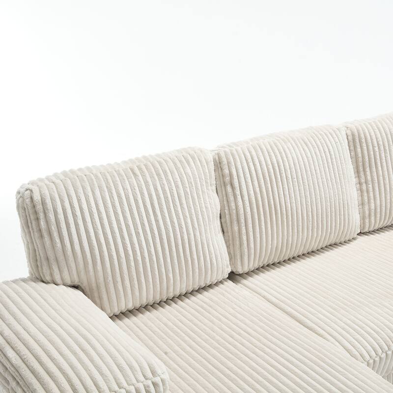 U-Shaped Modular Sectional Sofa with Double Chaise Lounge, Convertible Deep Seat Sleeper Sofa, Velvet Upholstered 4 Seater Sofa