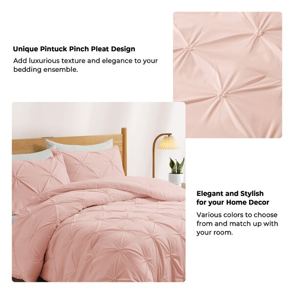 3 Piece Pintuck Pinch Pleat Comforter Set, Bedding Set for All