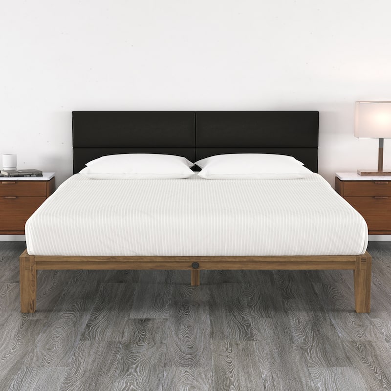 Jaxx Panelist Modern Padded Headboard in Premium Vegan Leather - Set of 4 Panels - Vegan Leather Black - King