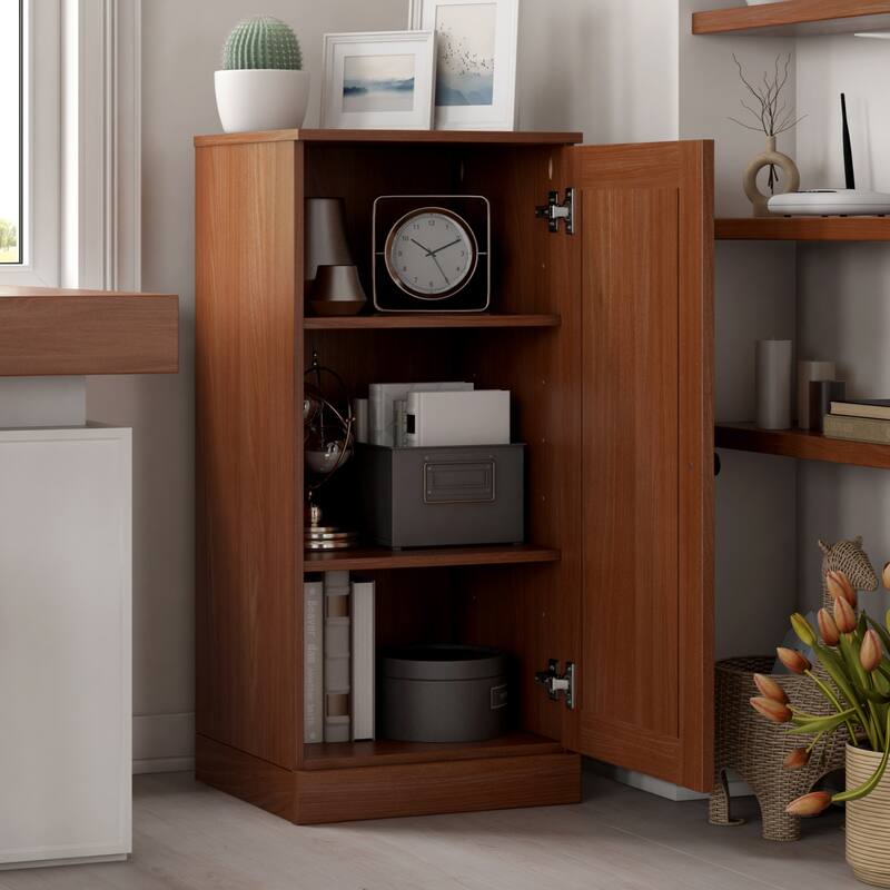 Palace Imports 100% Solid Wood 3-Shelf Bookcase with Raised Panel Door and Adjustable Shelves - Mocha
