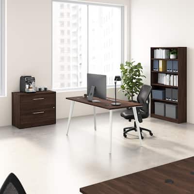 Bush Business Furniture Vista 60W Desk with File Cabinet, Bookcase