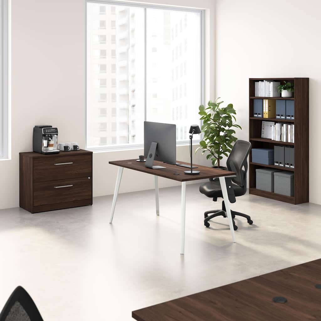 Bush Business Furniture Vista 60W Desk with File Cabinet, Bookcase