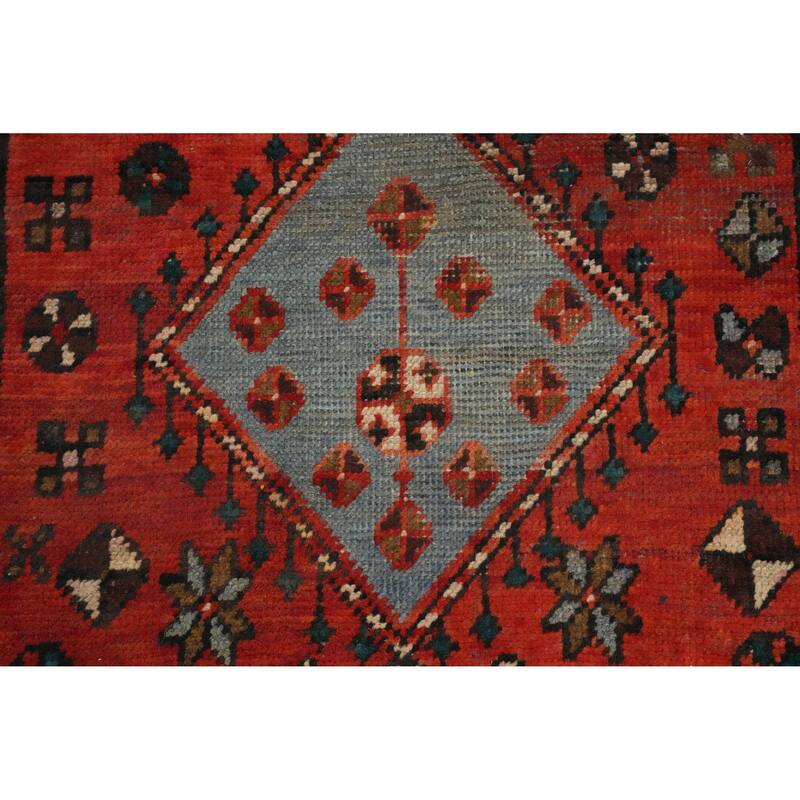 Hand Knotted Oriental 100% Wool Carpet Traditional Tribal Oranges & Rust Hamedan Runner Rug - 10' 1'' X 2' 11''