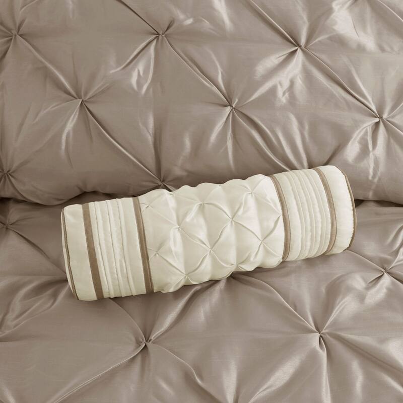 7 Piece Tufted Comforter Set Taupe King