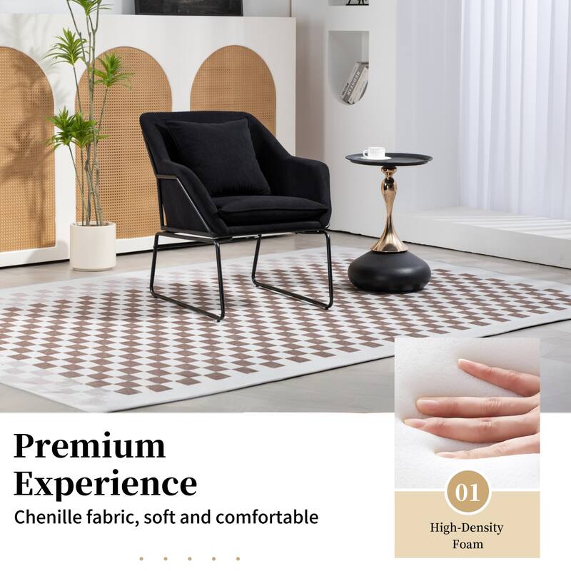 Black 24.8" Upholstered 360° Swivel Desk Chair with Comfortable Pillow