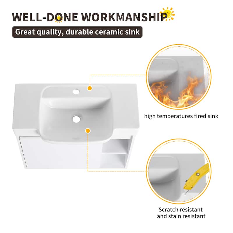 Beingnext 24"/28" Bathroom Vanity with Sink, Floating Bathroom Vanity with Soft Close Door and Shelf