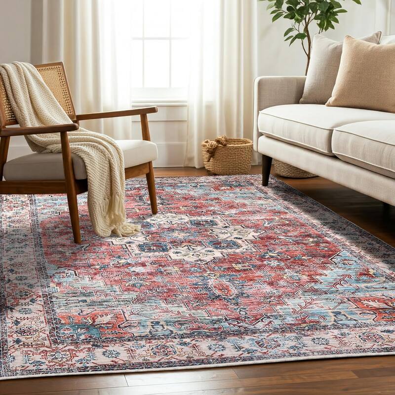 Delara Machine Washable Area Rug, Soft & Durable, Non-Slip Backing, Eco- Friendly GRS certified. - 8' x 10' - Persian Sunset - Rectangle