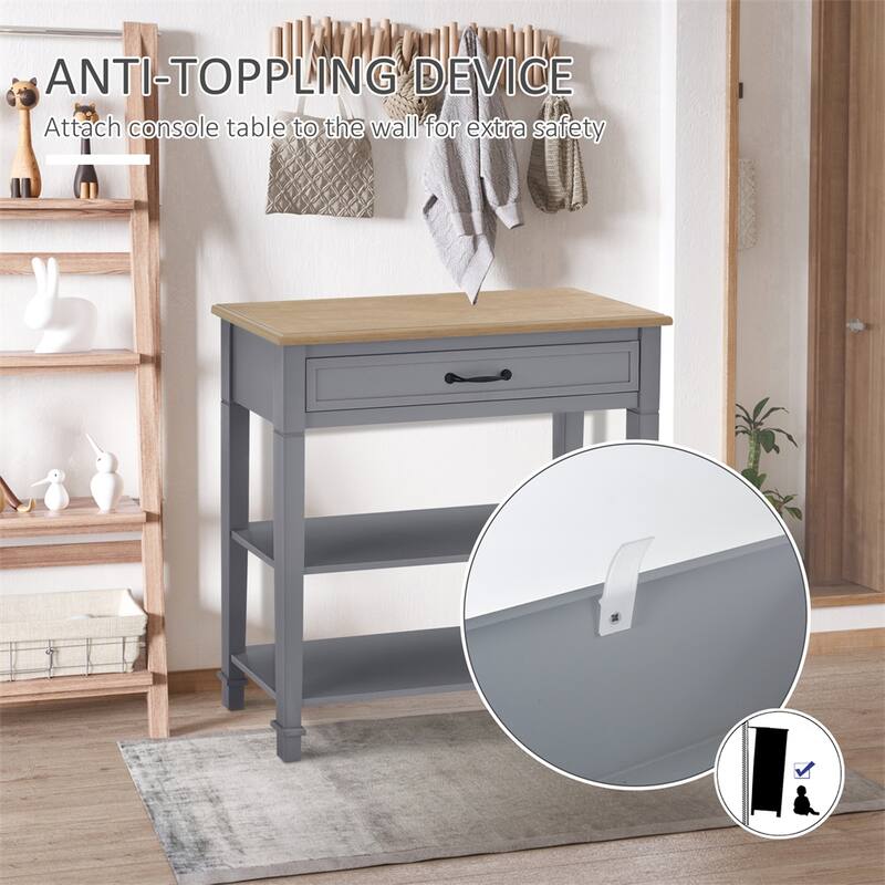Modern Style Sofa Console Entry Hallway Table with Drawer and Shelves