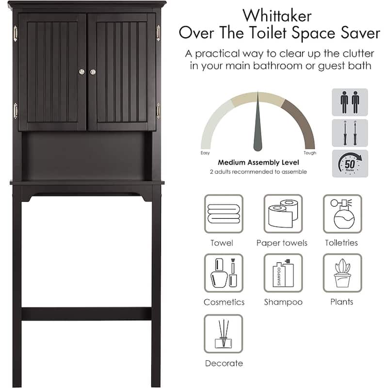 UTEX Bathroom Storage Over The Toilet, Bathroom Cabinet Organizer with Adjustable Shelves and Double Doors