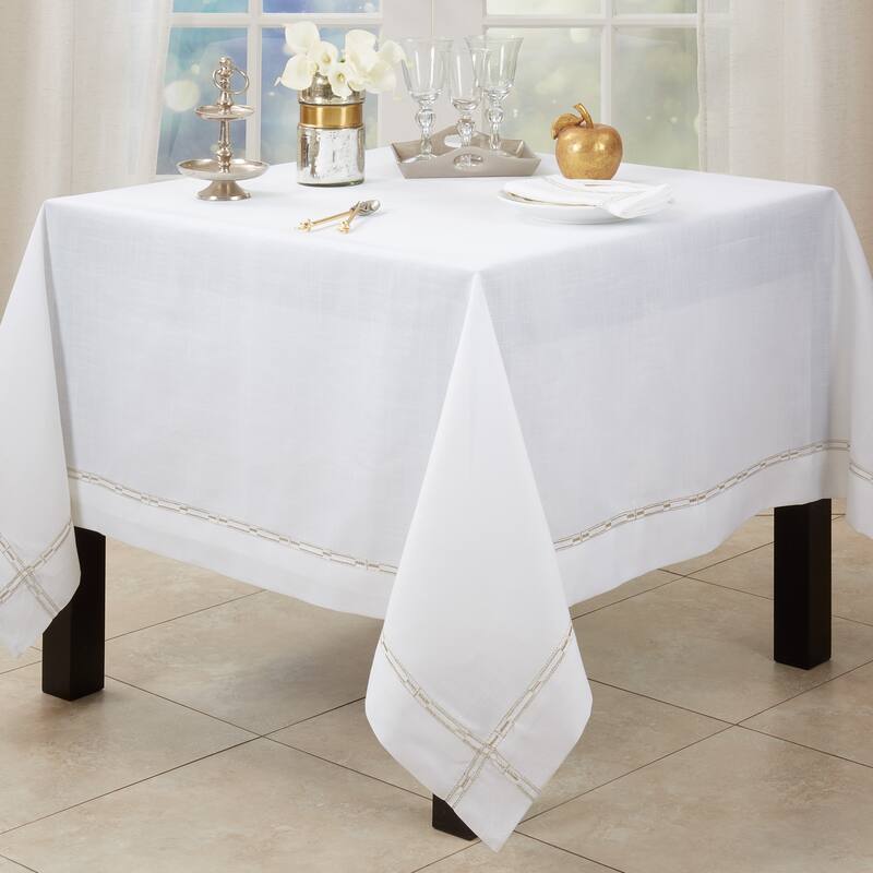 Timeless Embroidered Border Tablecloth with Classic Design Bed Bath