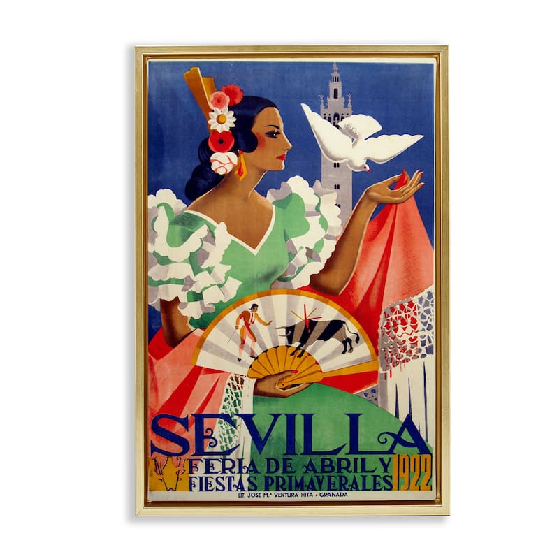 Stupell Seville Vintage Culture Framed Floater Canvas Wall Art Design By Marcus Jules - 21 x 31 - Gold