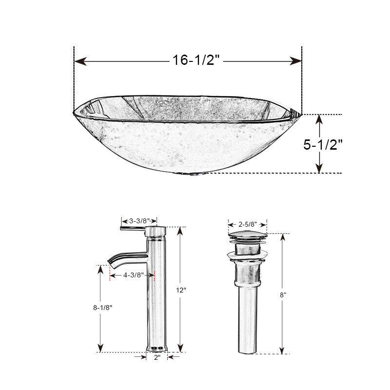 Eclife Modern Bathroom Sink Tempered Glass & Ceramic Artisan Basin for Vanity