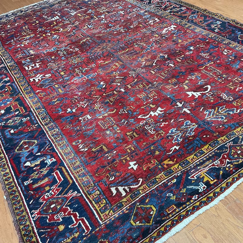 HERAT ORIENTAL Handmade 1920s Antique Heriz Wool Rug - 7'11" x 11'6"