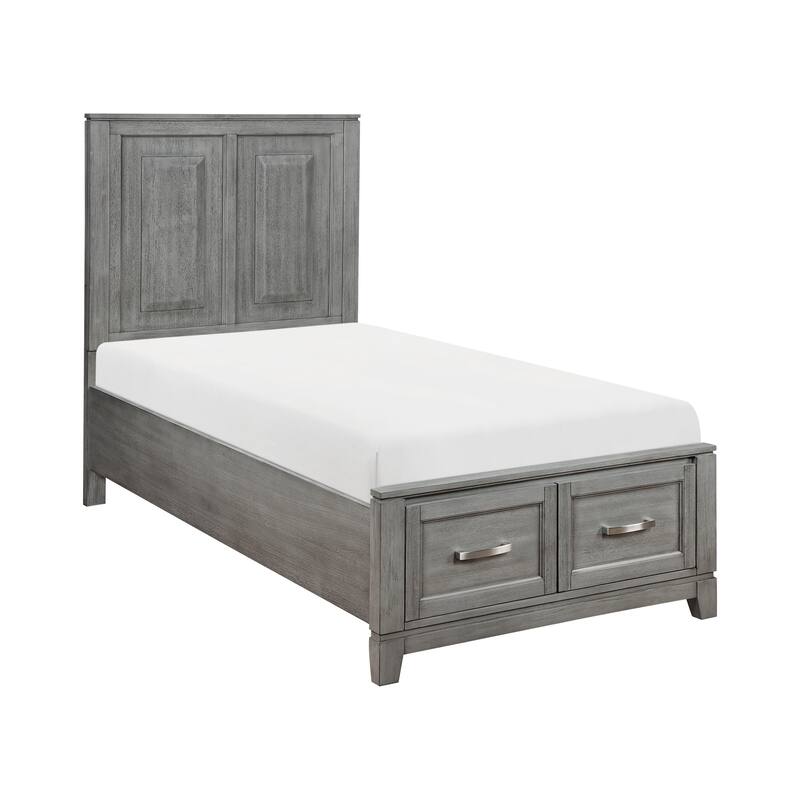 Gray Finish 3pc Bedroom Set Platform Storage Bed and Two Nightstands