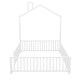 preview thumbnail 44 of 47, Twin/Full Size House Platform Bed with Guardrail and House-Shaped Headboard, Metal Floor Montessori Bed with Chimney Design