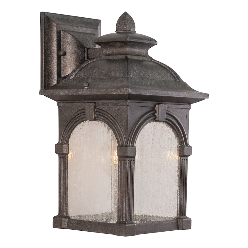 Essex Aluminum 1 Light Pewter Outdoor Wall Lantern Clear Glass - 7-in W x 13-in H x 8-in D - Lava Stone - 7-in W x 13-in H x 8-in D