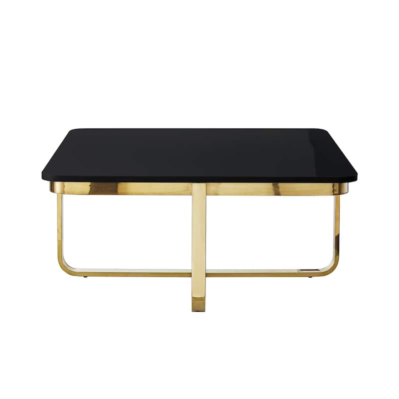 HomeRoots 35" Black And Gold Stainless Steel Square Coffee Table - 35.4
