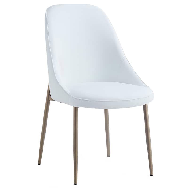 Modern Faux Leather and Metal Side Chair, Set of 2 - N/A