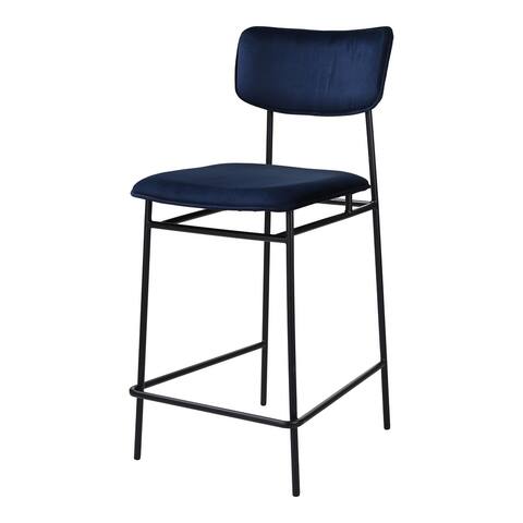Aurelle Home Sally Modern Iron Frame Blue Polyester Upholstered Counter Stool