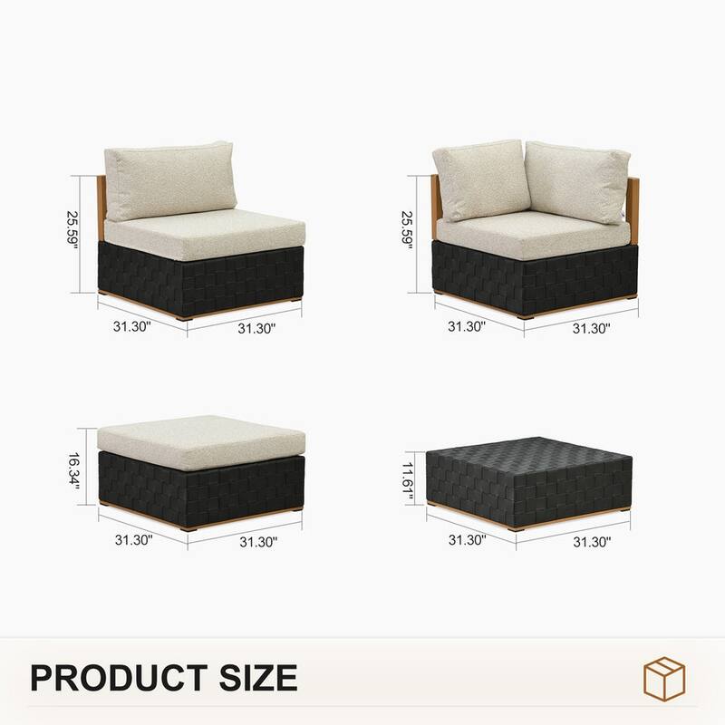 PURPLE LEAF GLFSF Black sofa with white seat Outdoor Couch for Yard Porch Deck Patio Conversation Sets