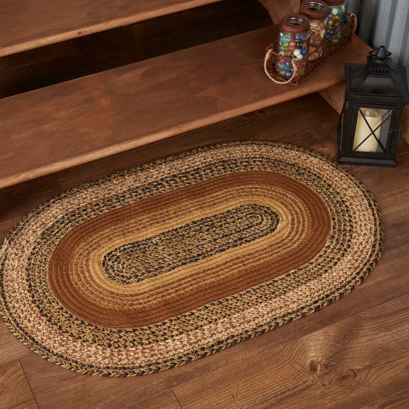 Kettle Grove Jute Rug Oval w/ Pad 24x36 - 2' x 3' Oval - 2' x 3' Oval - Black