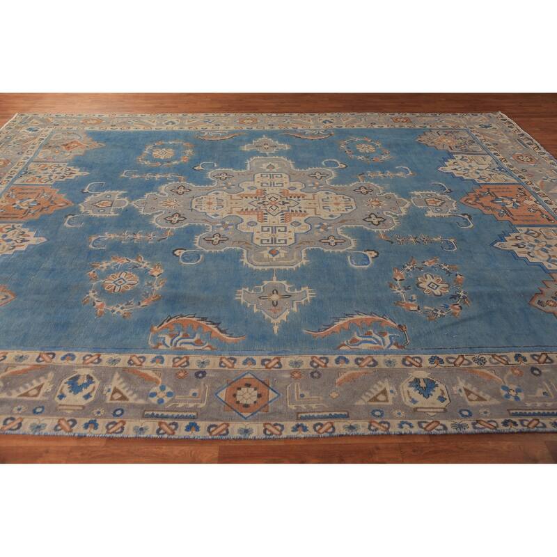 Traditional Blue Tabriz Persian Area Rug Hand-Knotted Wool Carpet - 9'4"x 12'5"