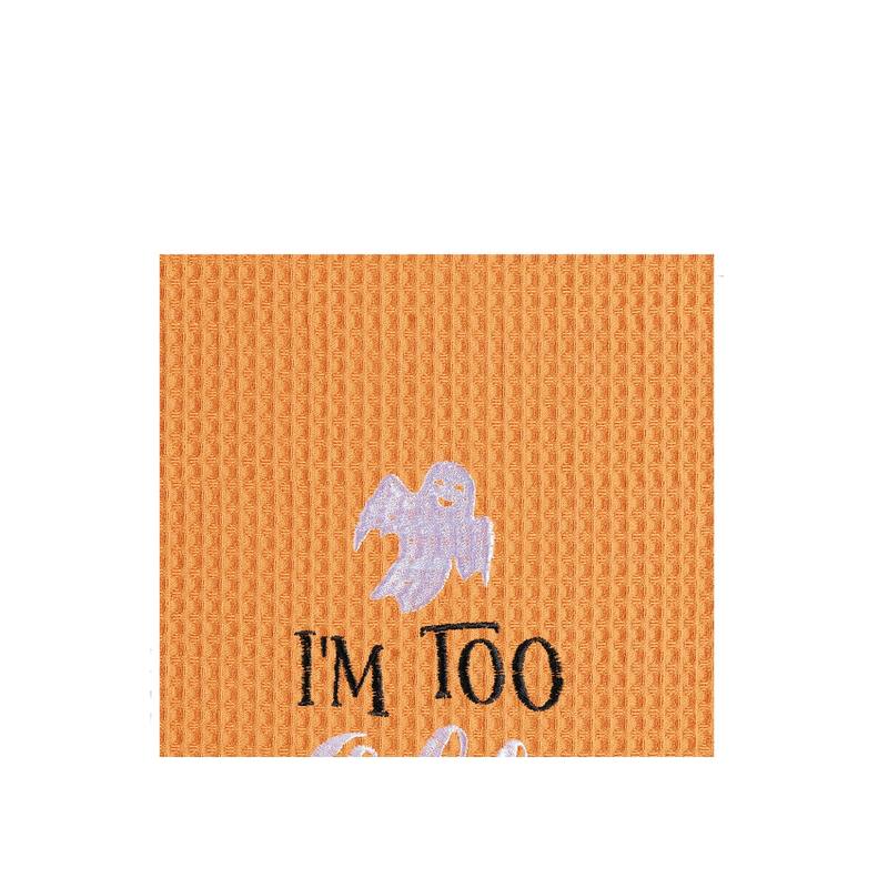 I'm Too Old For This Sheet Halloween Embroidered Cotton Waffle Weave Kitchen Towel