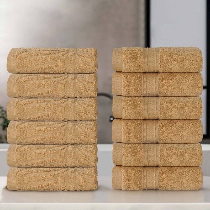 Superior Chevron Zero Twist Cotton Face Towel Washcloth Set of 12