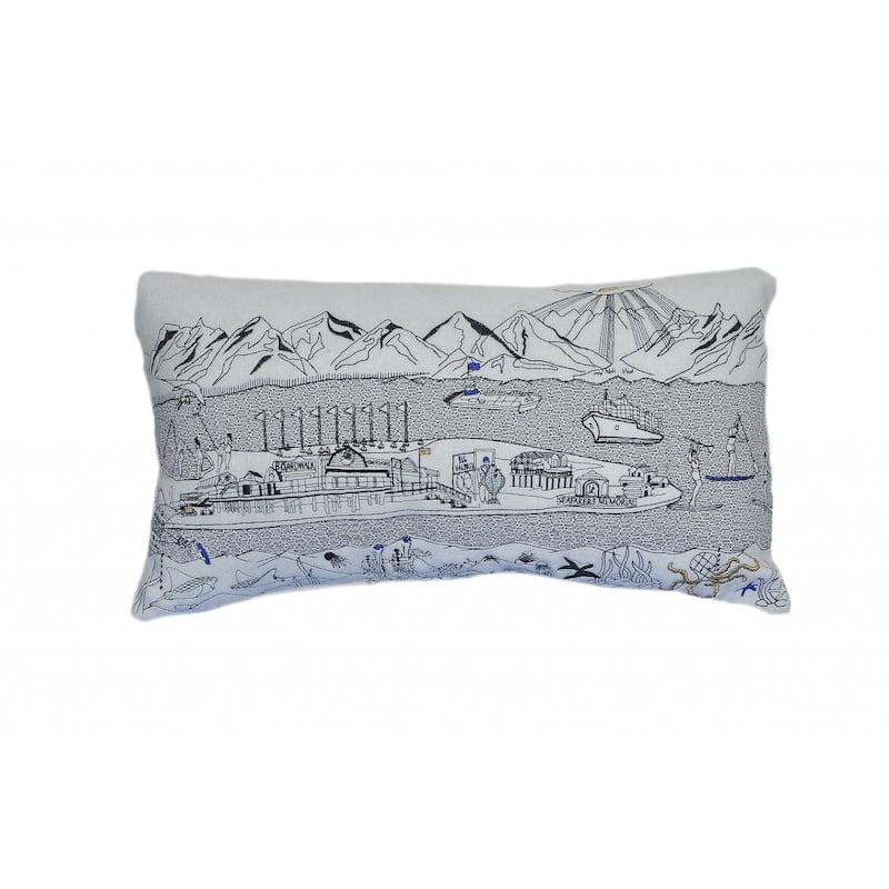 HomeRoots 25" White Homer Spit Daylight Skyline Lumbar Decorative Pillow
