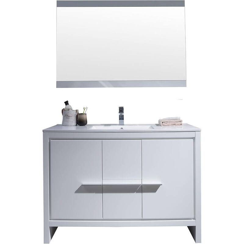 Blossom 48-Inch Bathroom Vanity Set with Ceramic Sink and Mirror Combo