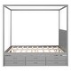 preview thumbnail 14 of 34, Queen Size Canopy Platform Bed with Twin Size Trundle and Three Storage Drawers