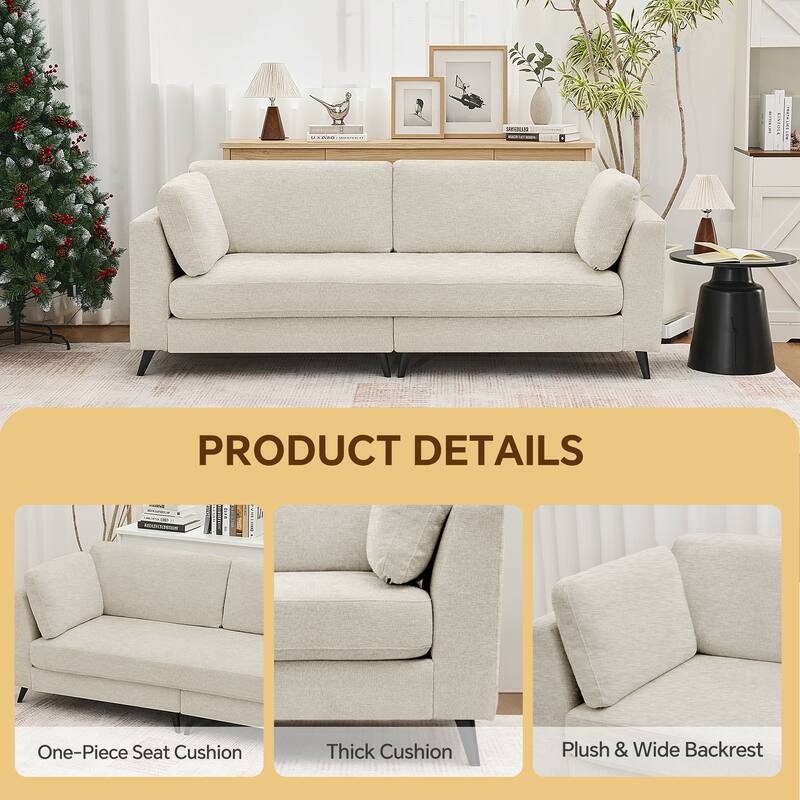 Modern Chenille 2 Seater Sofa Chouch with Bolster Pillows