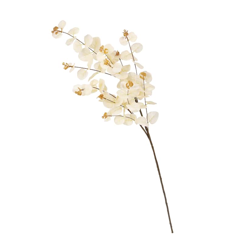 Set of 3 Champagne Ivory Artificial Eucalyptus Leaf Stem Plant Greenery Foliage Spray Branch 36in - 36" L x 10" W x 7" DP