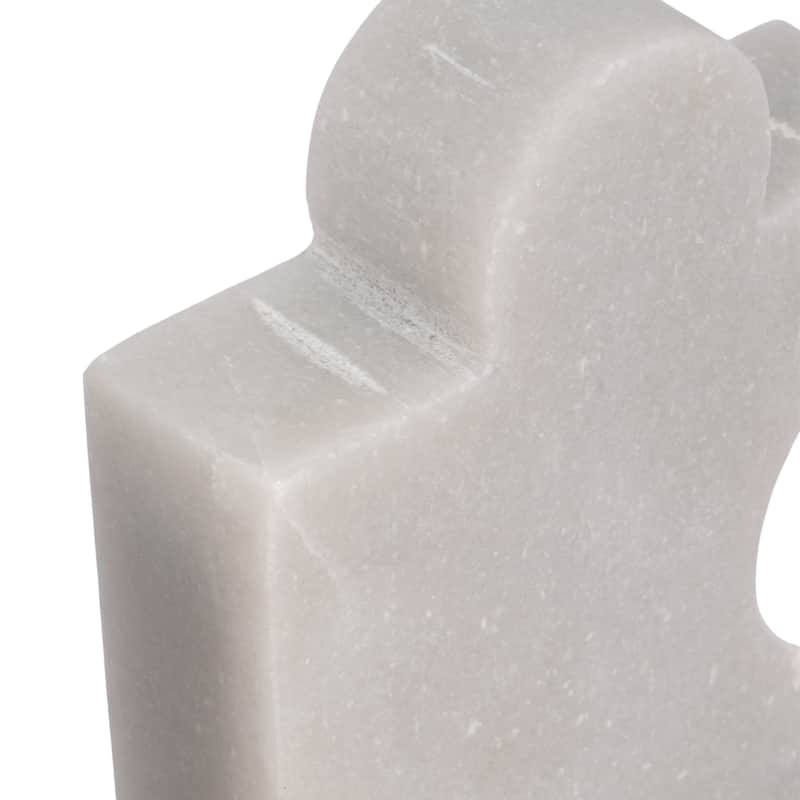 Sagebrook Home White Marble Puzzle-Shaped Bookends White Marble - 5" x 2" x 7"