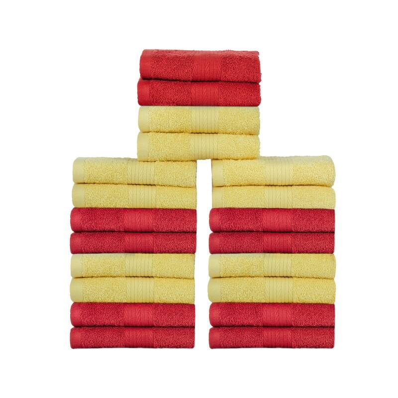 Cotton 600GSM Assorted Color Wash Cloths 12x12 Inch by Ample Decor - Pack of 20