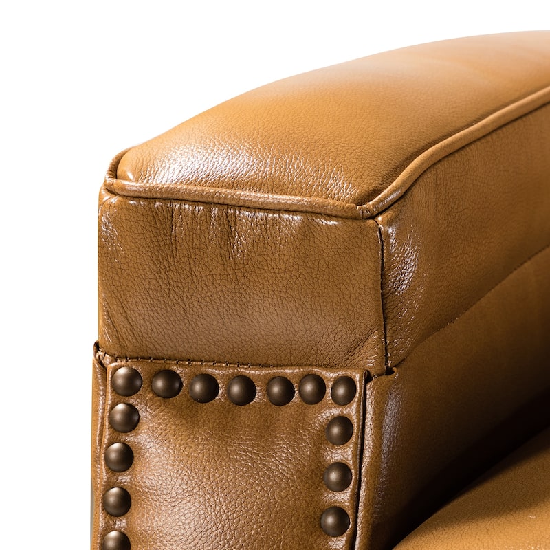 Gaspar Mid-Century Modern Pushback Recliner with Nailhead Trim by HULALA HOME