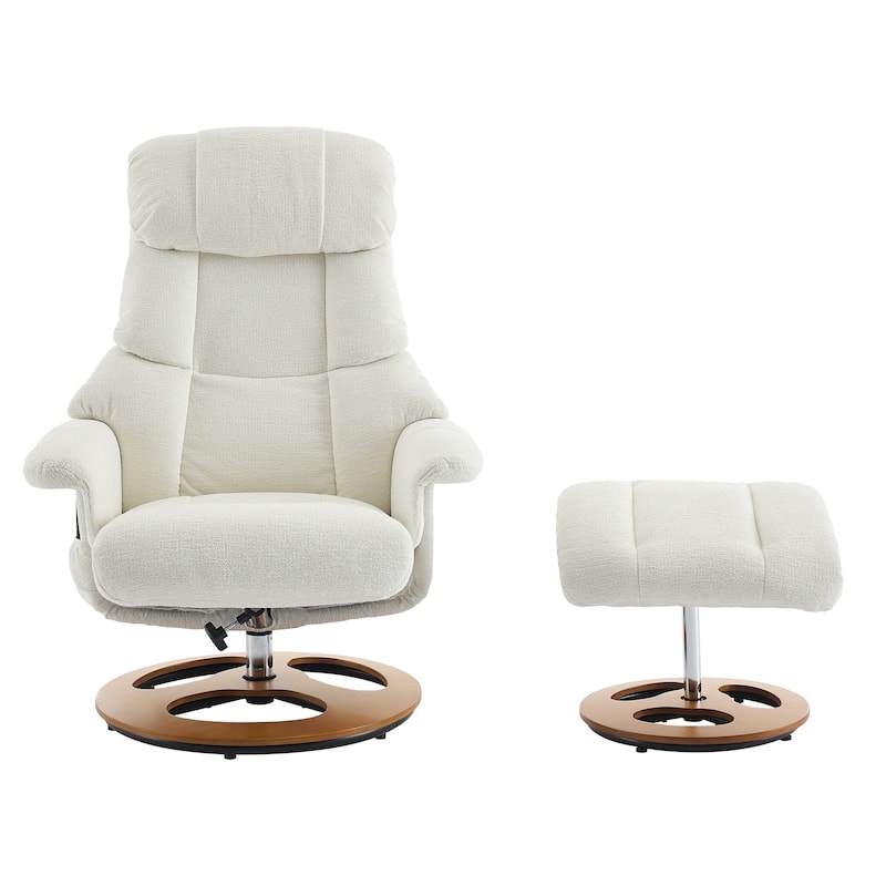 Recliner Chair with Ottoman, Wingback Lounge Chaise Chair, Swivel Chair with 5 Point Vibration Massage