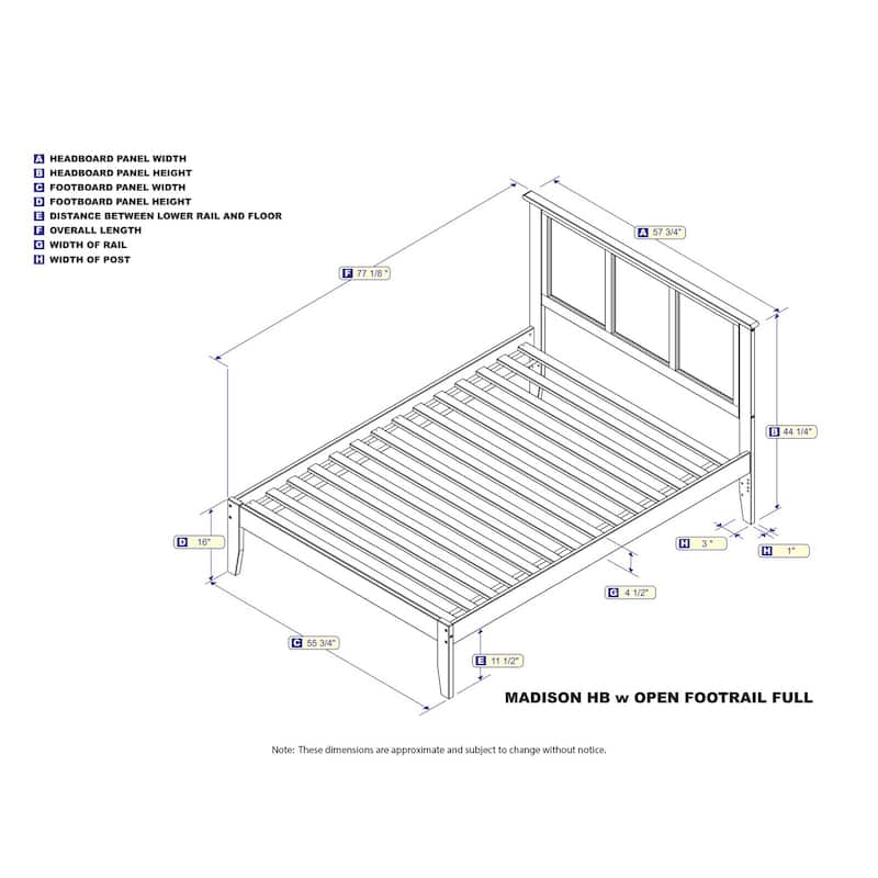 Platform Bed - Solid Hardwood Frame & Open Footboard - Sturdy & Stylish Design