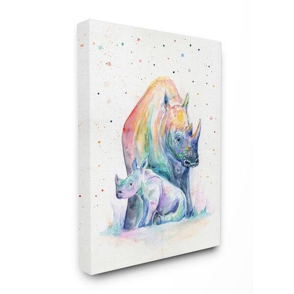 Shop Stupell Industries Colorful Abstract Rhino Family Animal