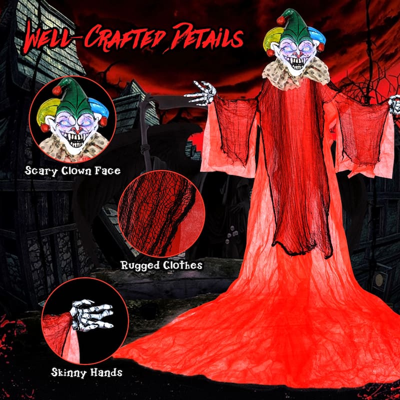 13.1 FT Hanging Halloween Clown with Lighted Eyes and Adjustable Arms