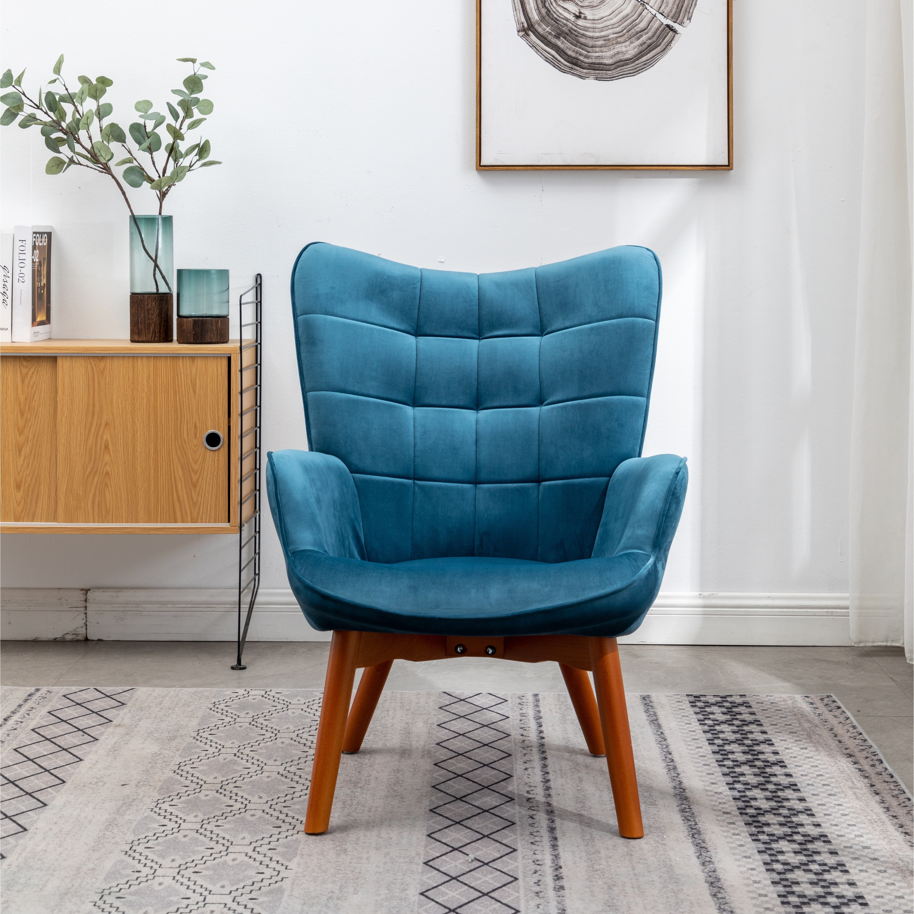 Carson carrington aasen contemporary silky velvet tufted accent chair top