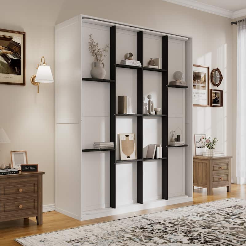Queen Murphy Bed 360° Rotating Hidden Storage Racks Cabinet Wall Bed