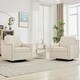 preview thumbnail 2 of 37, Linen Swivel Chairs, Club Accent Chairs, Soft Cushions 2 Pieces - Off White